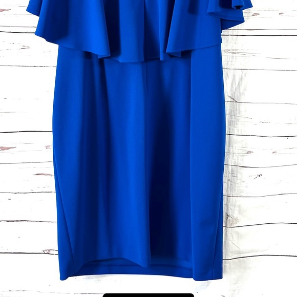 Calvin Klein Dress Womens Plus Size 22W Sheath Flutter Sleeves  Blue - Picture 6 of 10